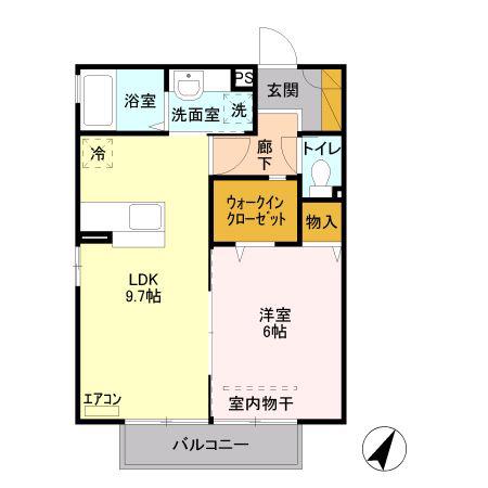 ラウンド ヒル(1LDK/2階)の間取り写真