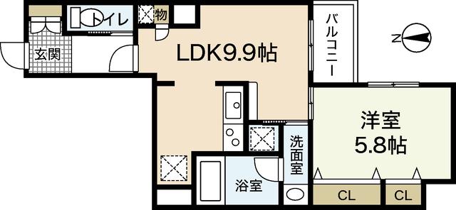 ル・シエル(1LDK/7階)の間取り写真
