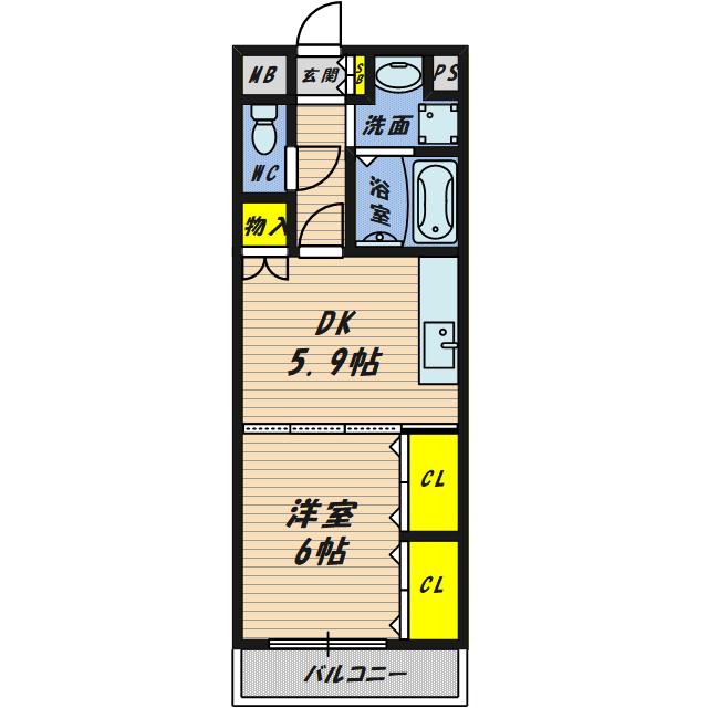 サニーパレス横堤(1DK/3階)の間取り写真