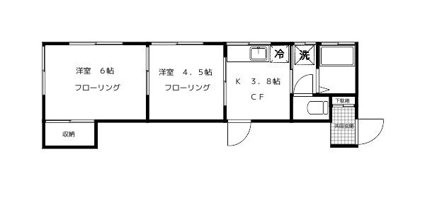 第二成光荘(2K/2階)の間取り写真