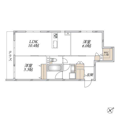  大森東4丁目メゾン(2LDK/1階)の間取り写真