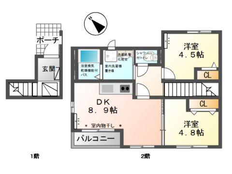 ユーパーク和(2DK/2階)の間取り写真