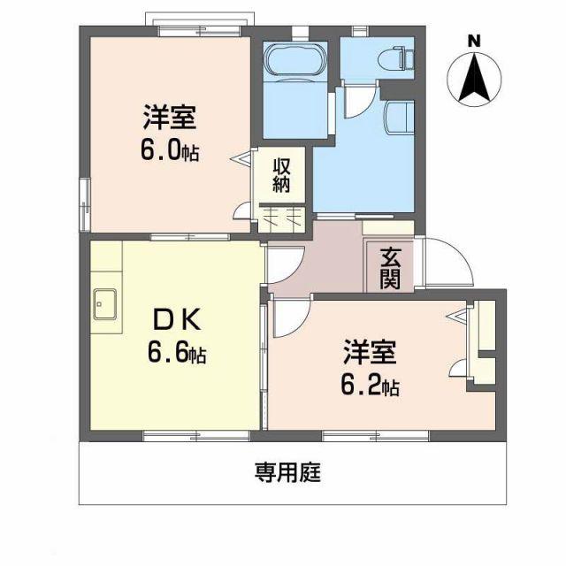 バリュージュ中村(2DK/1階)の間取り写真