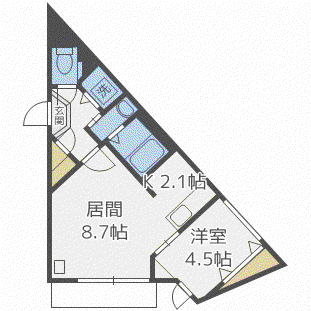 アオアクアN7(1LDK/3階)の間取り写真