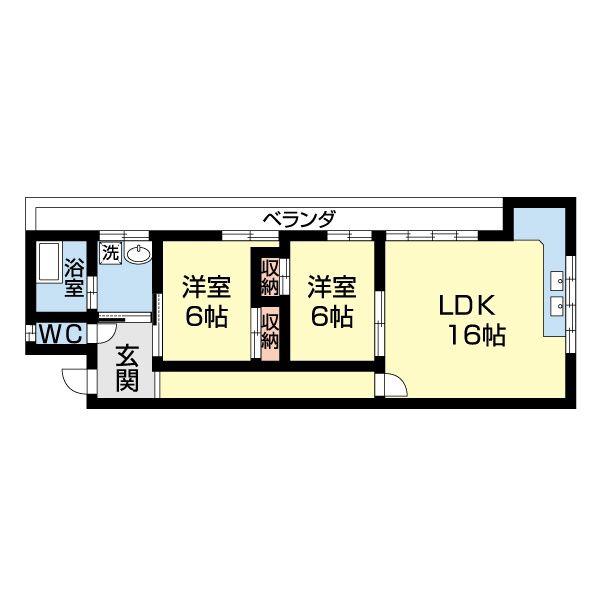 ベイカーズフィールドI(2LDK/2階)の間取り写真