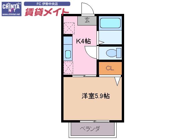 ウエスタンヴィラ(1K/1階)の間取り写真