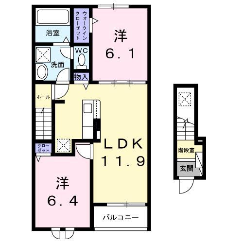 グランテラス V(2LDK/2階)の間取り写真