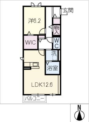 ルナールエスト(1LDK/1階)の間取り写真