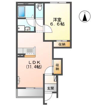ユースカイヒル(1LDK/1階)の間取り写真