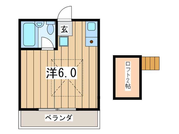 JハイツI(ワンルーム/2階)の間取り写真