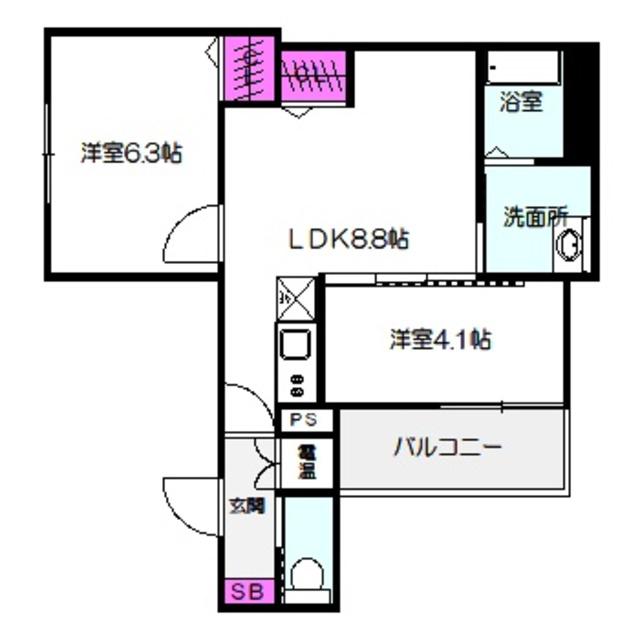 ライトハウス東今里(2LDK/1階)の間取り写真