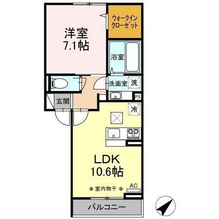 トリア テュラー(1LDK/1階)の間取り写真