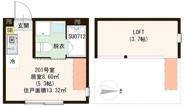 MAISON FLEUR 氷川台 (ワンルーム/2階)の間取り写真