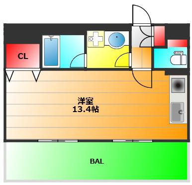 カイセイ江戸堀(1K/11階)の間取り写真