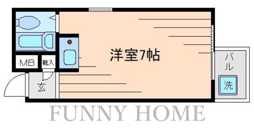 スカイコート桜新町(ワンルーム/2階)の間取り写真
