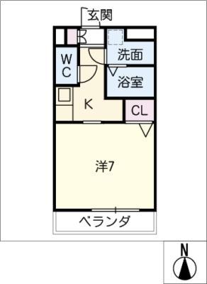 スカイコート御器所(1K/6階)の間取り写真