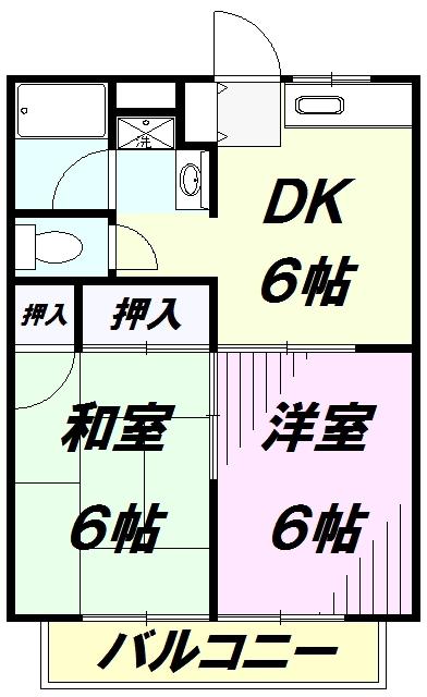 グリーンハイムナカA(2DK/2階)の間取り写真