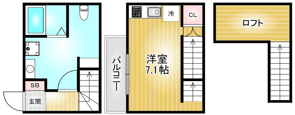 NOAH八熊(ワンルーム/1階)の間取り写真