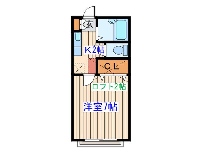 コーポいずみ中央(1K/2階)の間取り写真