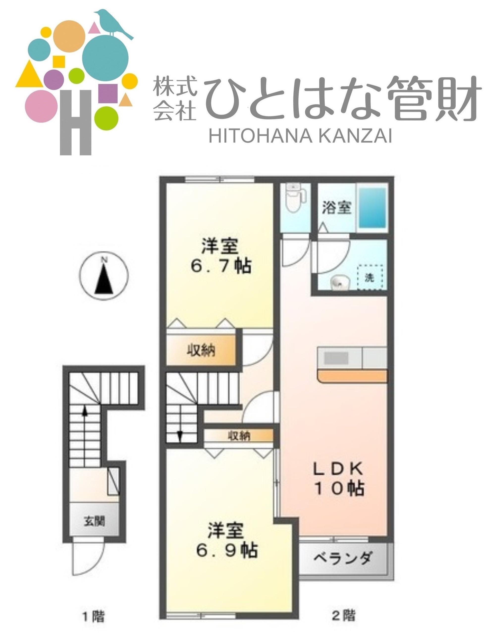 WATADORER(2LDK/2階)の間取り写真