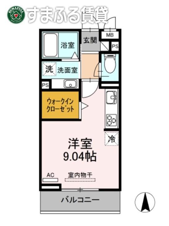 D-ROOM井田(ワンルーム/3階)の間取り写真
