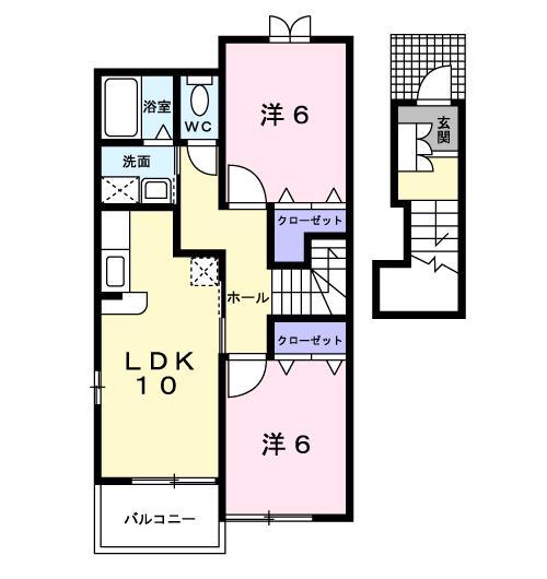 グリ一ンコ一トC棟(2LDK/2階)の間取り写真