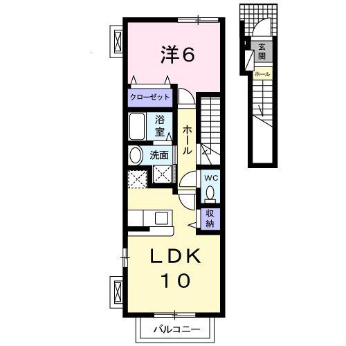 MSGARDENA棟(1LDK/2階)の間取り写真