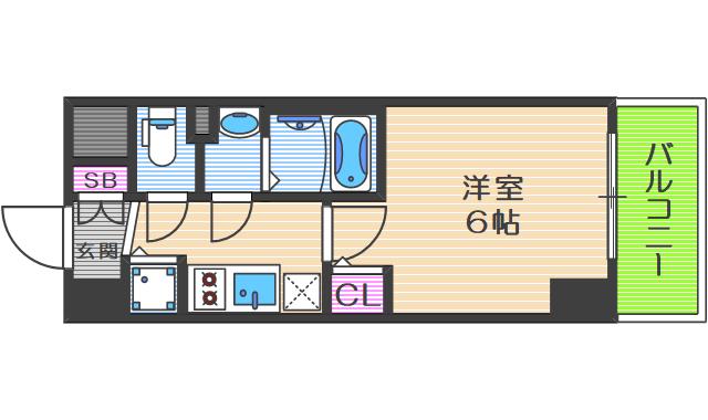 ララプレイス阿波座駅前フェリオ(1K/8階)の間取り写真
