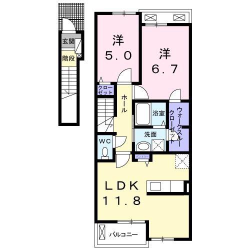 ラミーナI(2LDK/2階)の間取り写真