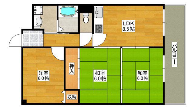 レクシア北条(3LDK/3階)の間取り写真