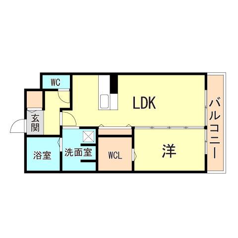 ソラーレ名神町(1LDK/1階)の間取り写真