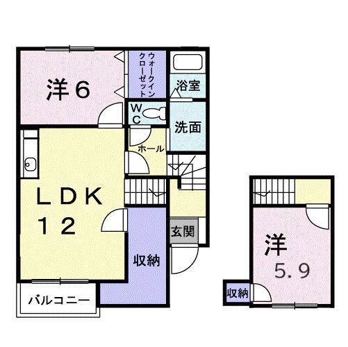 カファーラ・E(2LDK/2階)の間取り写真