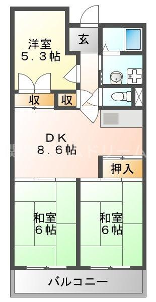 コートロイヤル(3DK/1階)の間取り写真