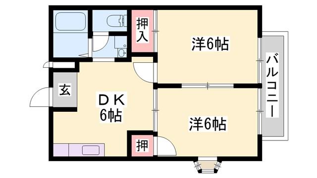タウニーSA(2DK/2階)の間取り写真