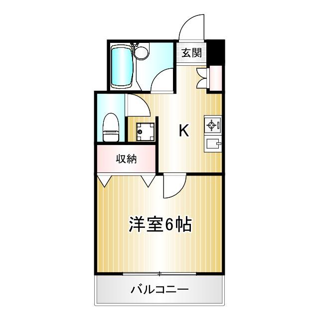 YMO弦巻(1K/2階)の間取り写真