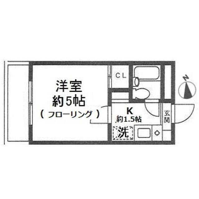 リバーサイド日吉(1K/2階)の間取り写真