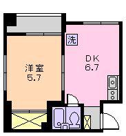 ニュールックハイツ2(1DK/2階)の間取り写真