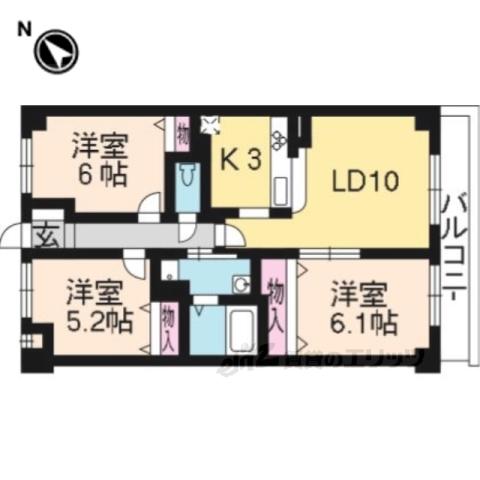プリマヴェーラ桃山(3LDK/3階)の間取り写真