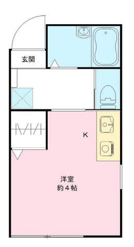 ハウス青木(ワンルーム/1階)の間取り写真