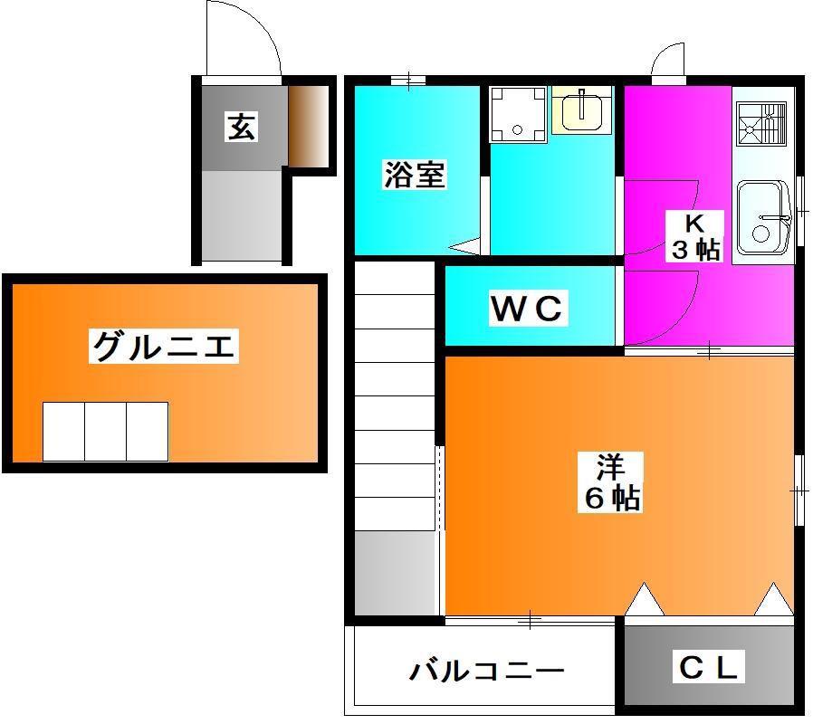 GOOD KASAI(1K/2階)の間取り写真