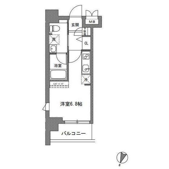 TLRレジデンス川崎大師(ワンルーム/8階)の間取り写真