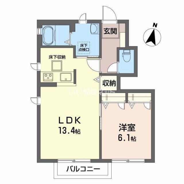 MERRYーY・T B棟(1LDK/1階)の間取り写真