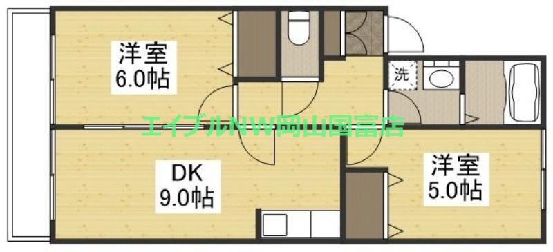 リバーサイド金岡A(2DK/2階)の間取り写真