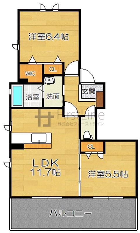 ラ フォーンIII A棟(2LDK/1階)の間取り写真