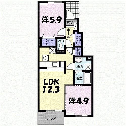サンリットI(2LDK/1階)の間取り写真