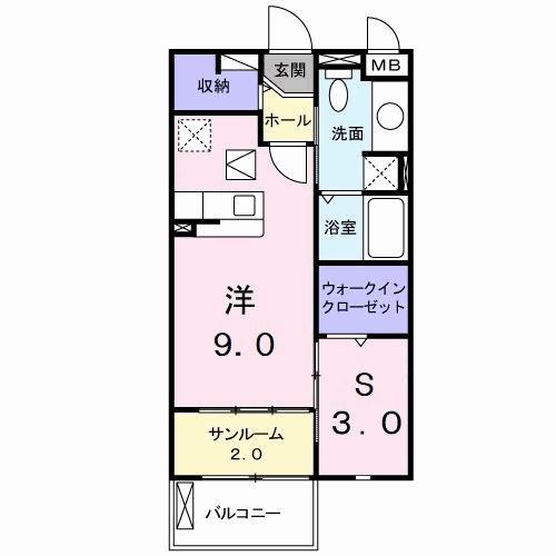 EKARINA助任(1SK/1階)の間取り写真