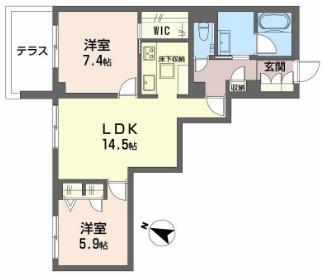 VIA SOLE 六甲道(2LDK/1階)の間取り写真