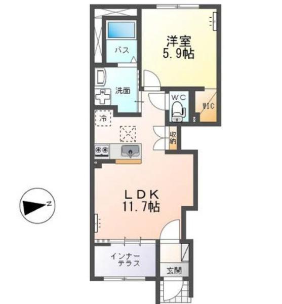FRONT IS LAND II (1LDK/1階)の間取り写真