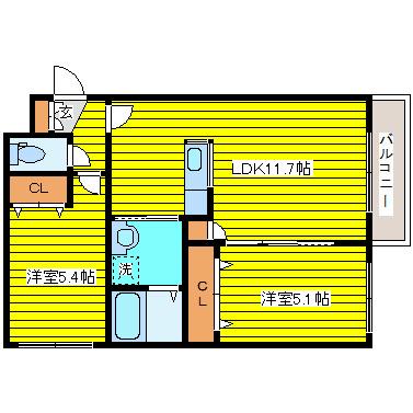 LA CAUSA N22(2LDK/4階)の間取り写真