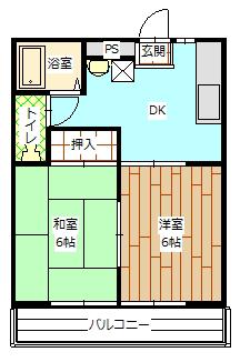 メゾン鎌田(2DK/1階)の間取り写真